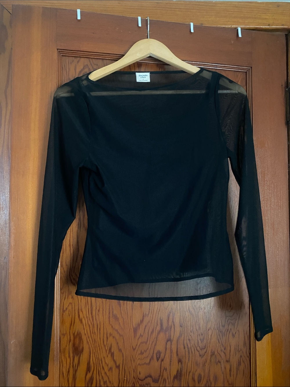 Abercrombie & Fitch Black Sheer Long-Sleeve Mesh Top